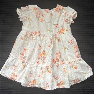Floral Kids Dress in White and Orange
